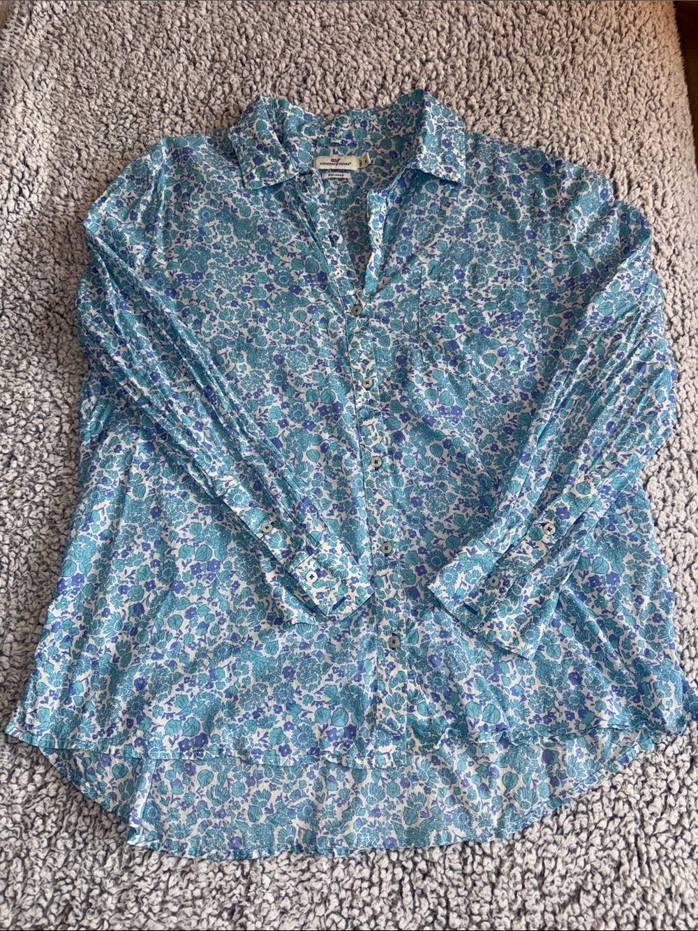 Vineyard Vines Blue Floral Button-Down Shirt
